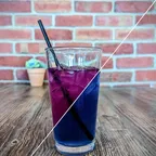 Organic butterfly pea tea at Saigon Vegan in Garden Grove, CA