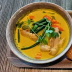 Vegan chicken curry stew (ca ri ga) with potatoes, carrots, and coconut curry at Saigon Vegan in Garden Grove, CA