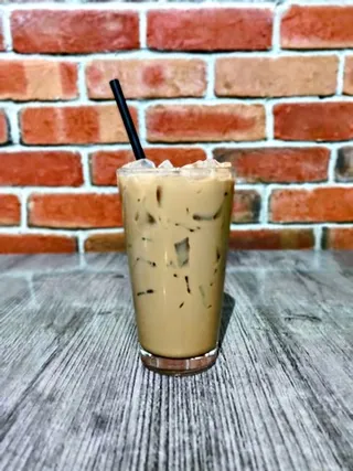 Vietnamese iced coffee (ca phe sua da) served at Saigon Vegan in Garden Grove, CA